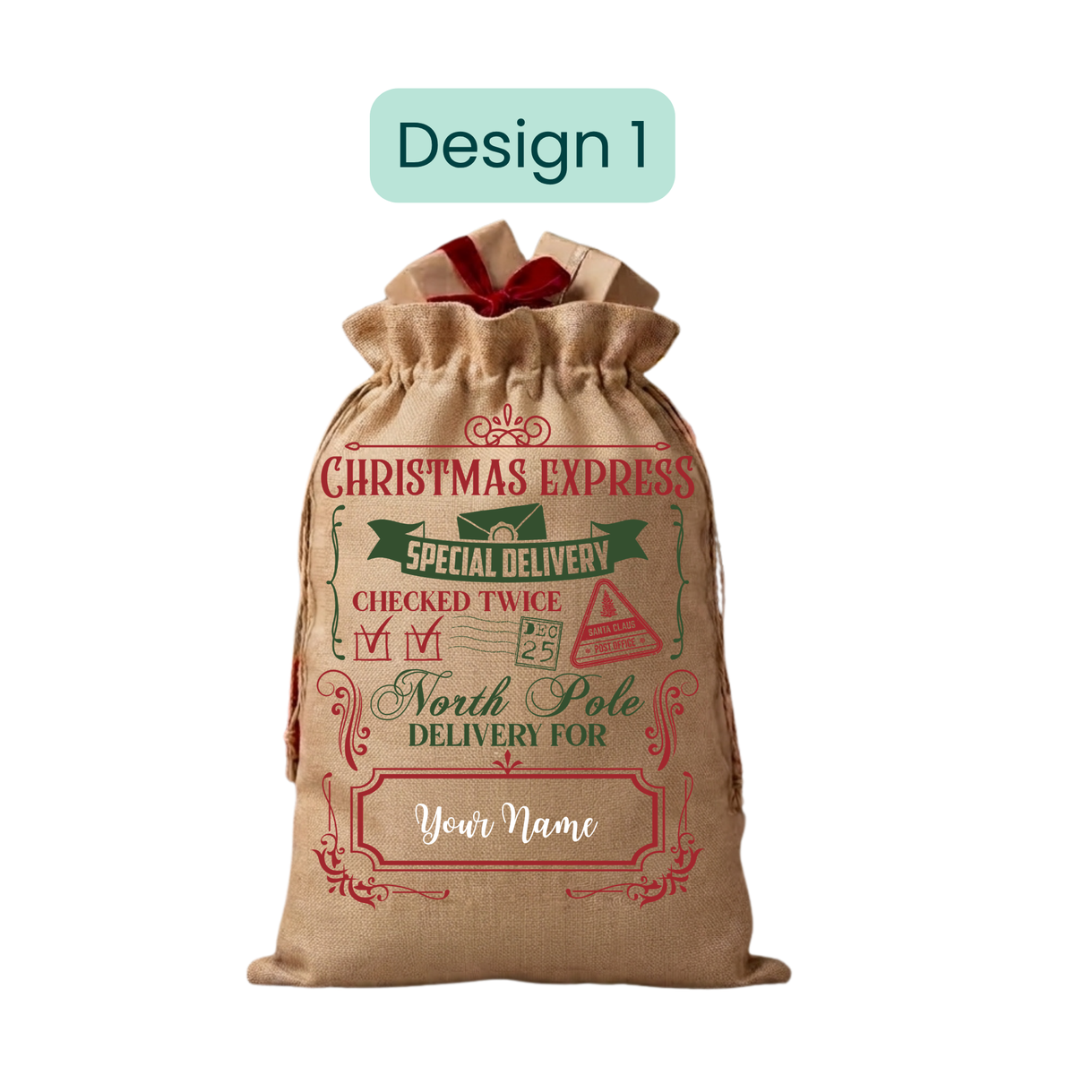 Burlap Christmas  Gift Bags