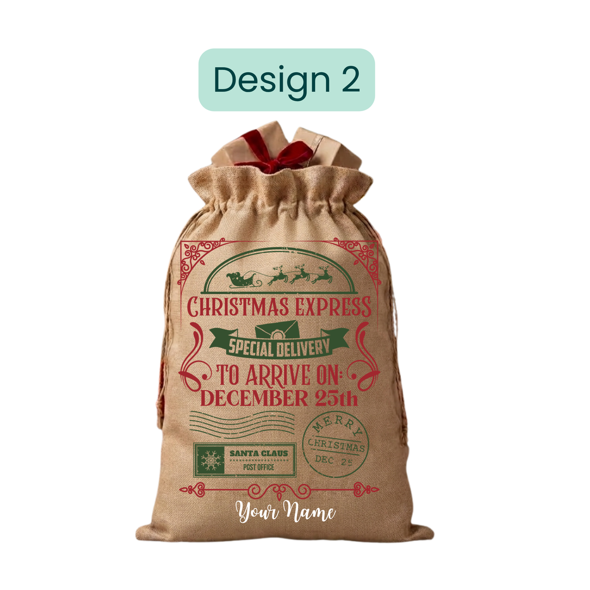 Burlap Christmas  Gift Bags