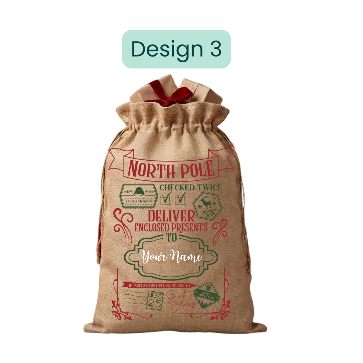 Burlap Christmas  Gift Bags
