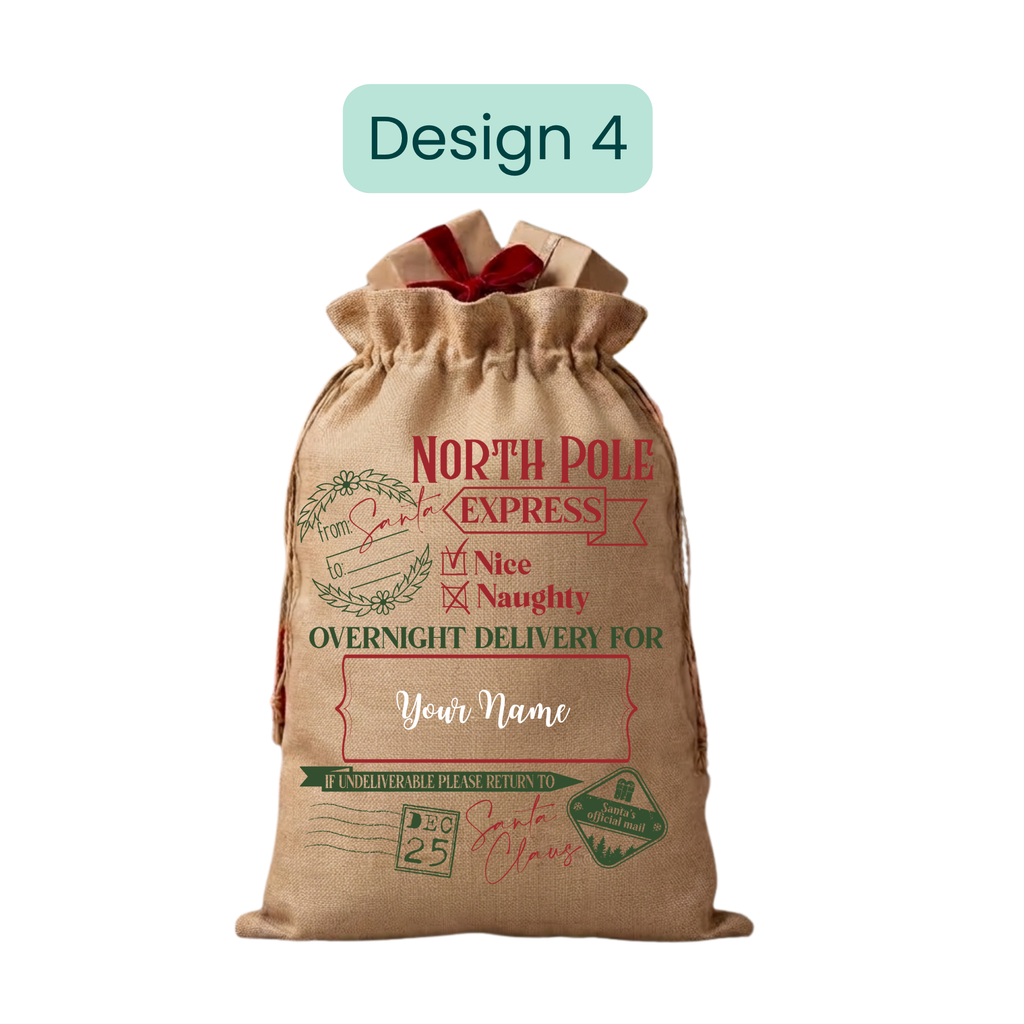 Burlap Christmas  Gift Bags