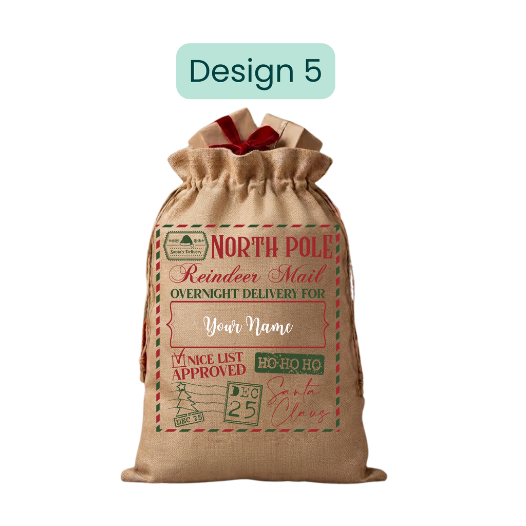Burlap Christmas  Gift Bags