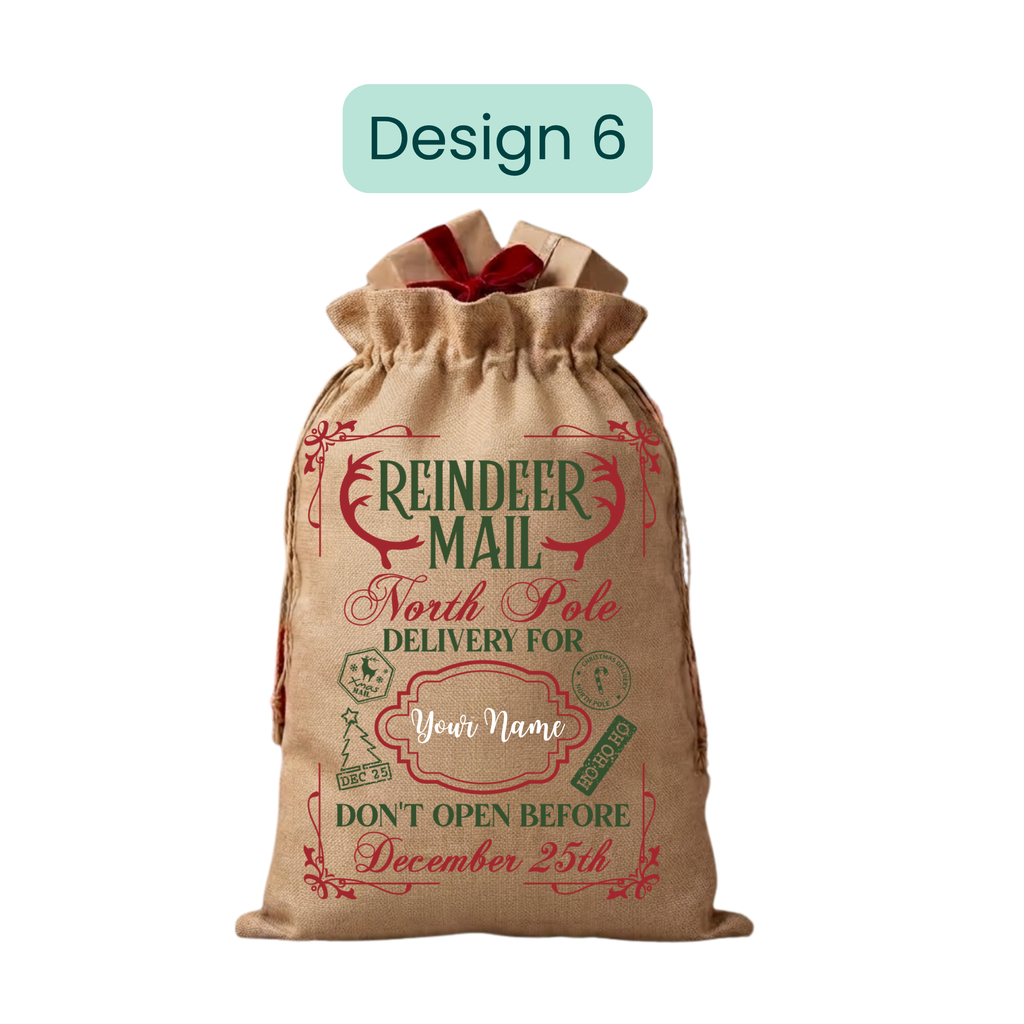 Burlap Christmas  Gift Bags