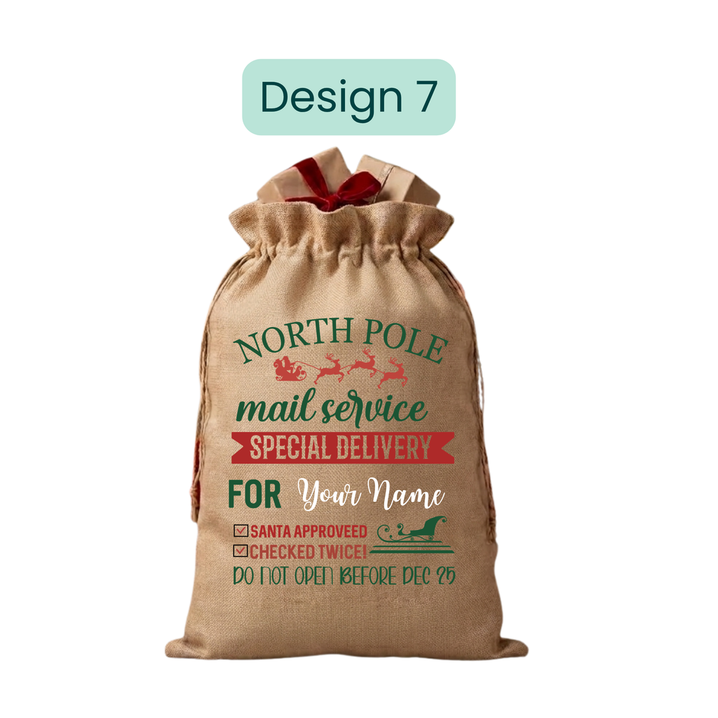 Burlap Christmas  Gift Bags