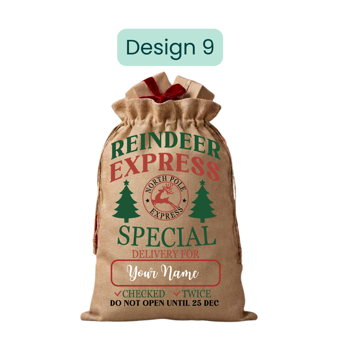 Burlap Christmas  Gift Bags