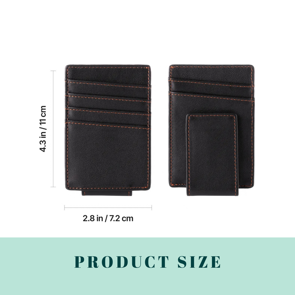 Leather Magnetic Money Clip Wallet