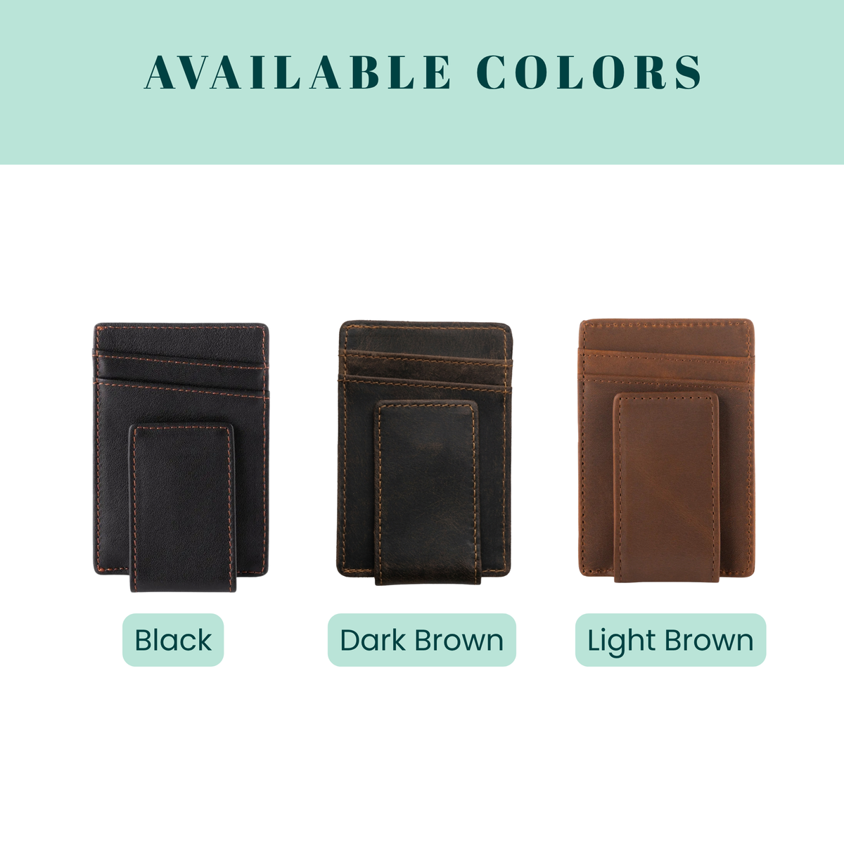 Leather Magnetic Money Clip Wallet