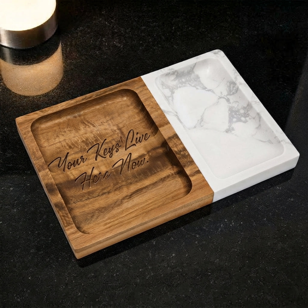 Marble & Wood Valet Tray
