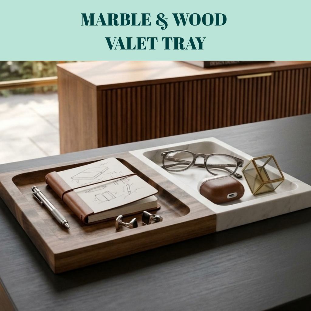 Marble & Wood Valet Tray