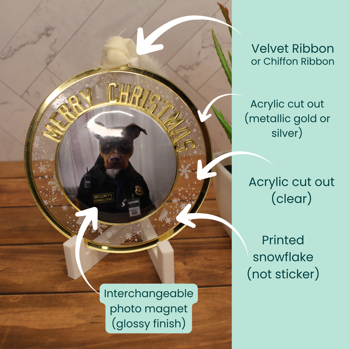 Personalized Christmas Ornament – INTERCHANGEABLE Photo Keepsake