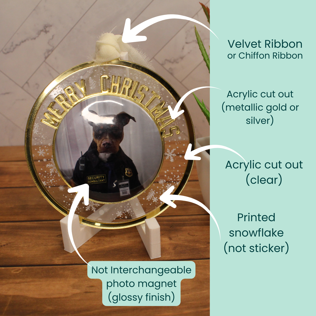 Personalized Christmas Ornament – NOT Interchangeable Photo Keepsake