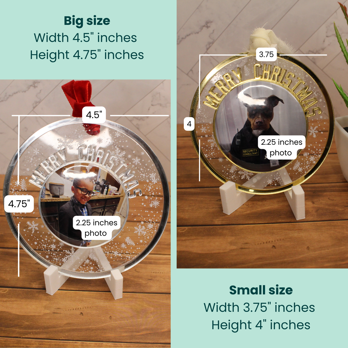 Personalized Christmas Ornament – NOT Interchangeable Photo Keepsake