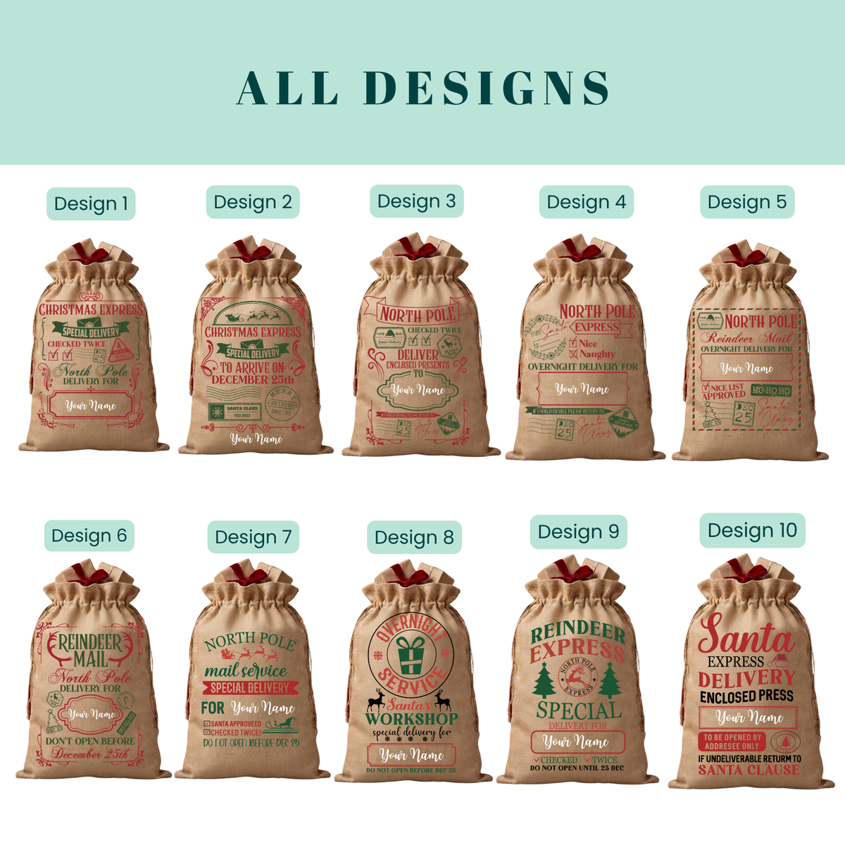 Burlap Christmas  Gift Bags